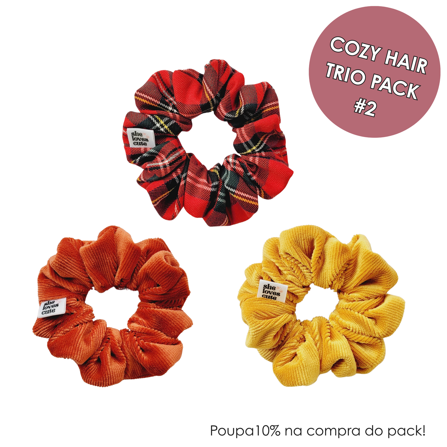 COZY GAIR TRIO PACK # 2 – PACK DE 3 SCRUNCHIES DE OUTONO-INVERNO