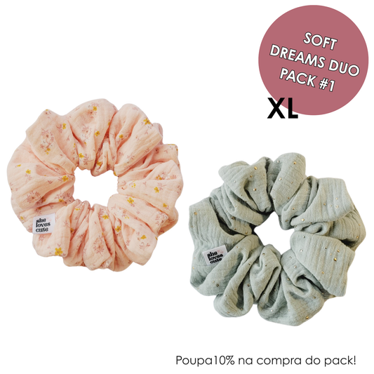 SOFT DREAMS DUO PACK #1 - PACK DE 2 SCRUNCHIES XL DE ALGODÃO