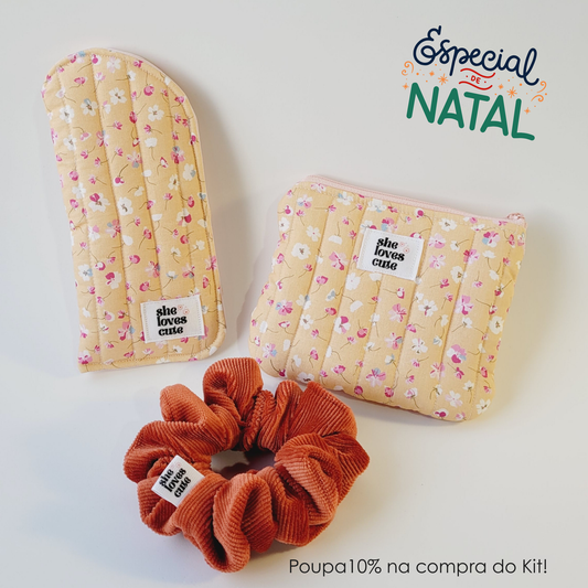KIT PRESENTE COZY CHARM MARISA [Mini Pouch + Porta-Óculos + Scrunchie]