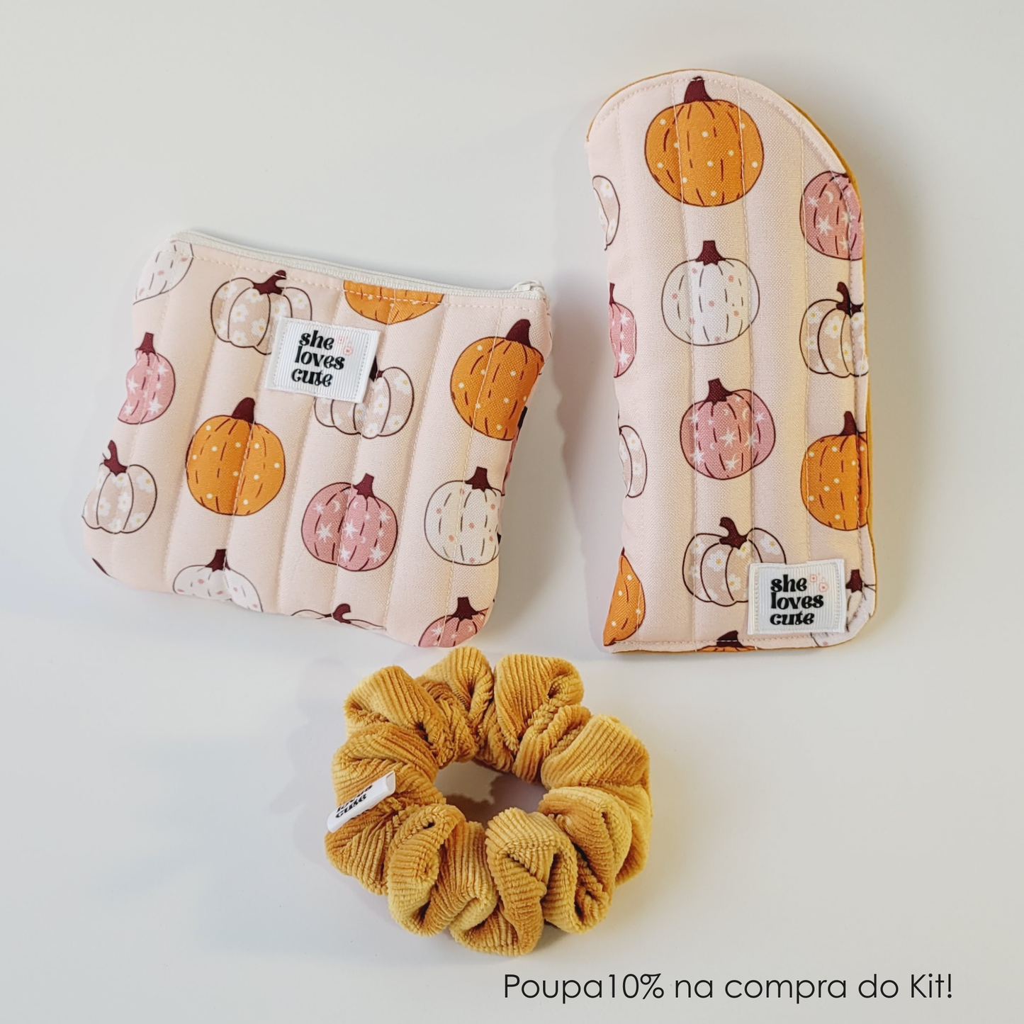 PACK COZY CHARM PUMPKIN SEASON [Mini Pouch + Porta-Óculos + Scrunchie]