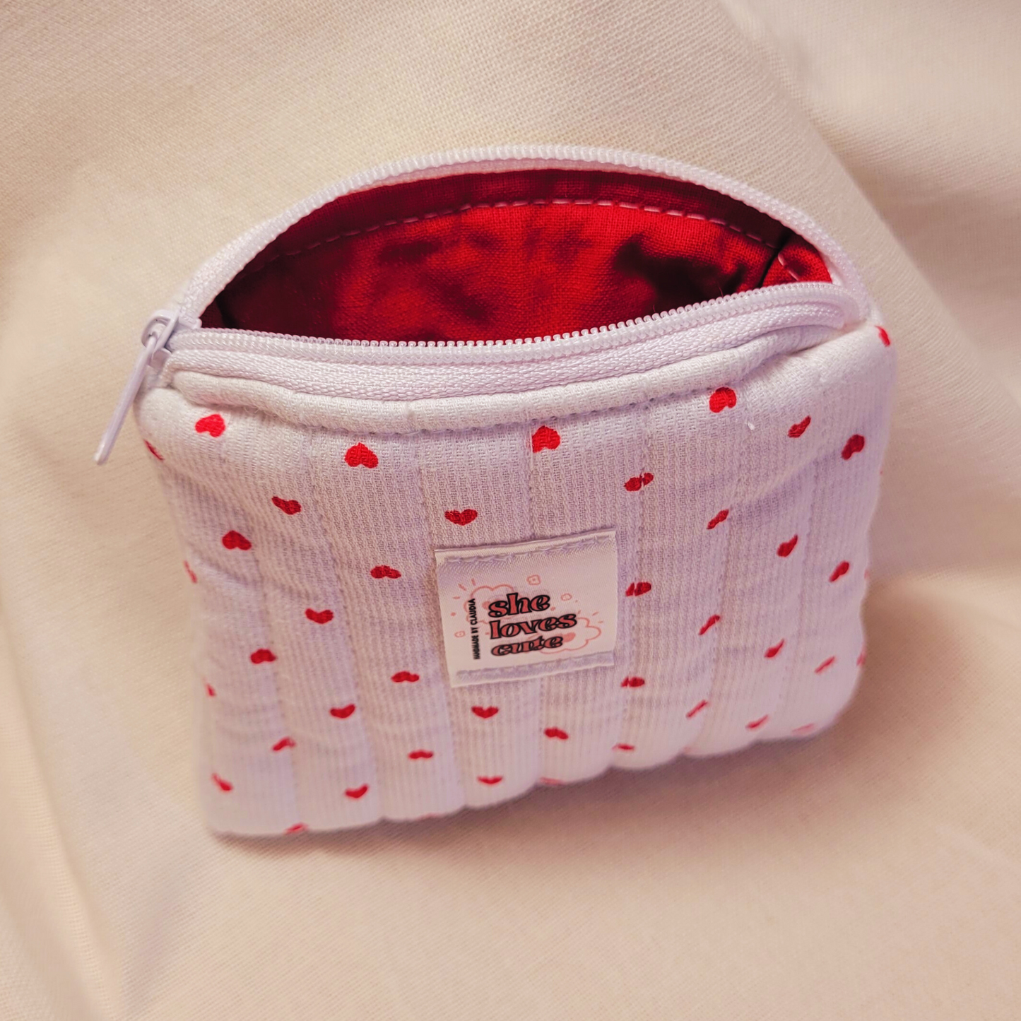 Bolsa de moedas Lovely de algodão feita à mão | Corações
