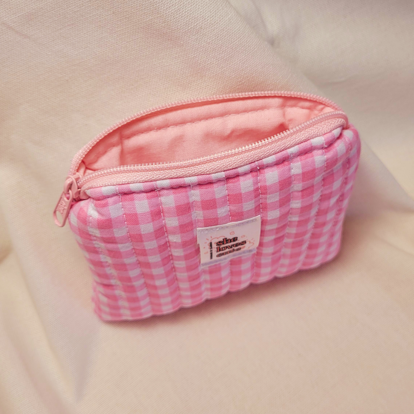 Bolsa de moedas Lovely de algodão feita à mão | Vichy Rosa
