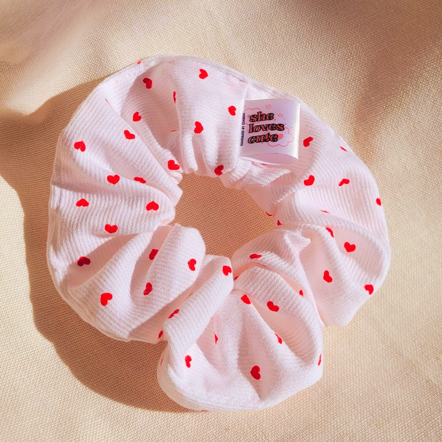 Scrunchie de Cabelo de tecido artesanal Lovely | Corações