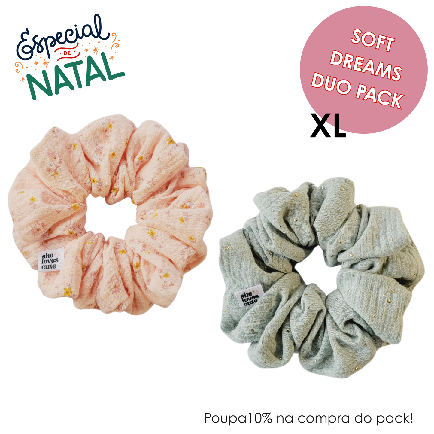 SOFT DREAMS DUO PACK - PACK DE 2 SCRUNCHIES XL DE ALGODÃO