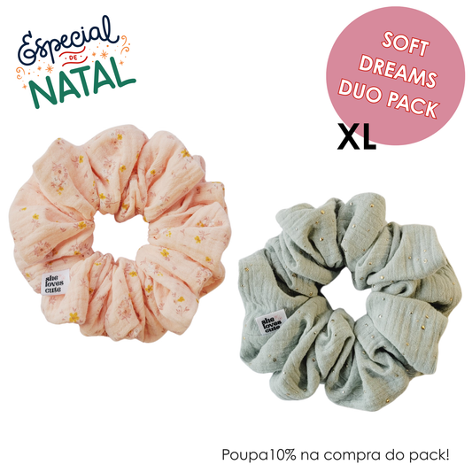 SOFT DREAMS DUO PACK - PACK DE 2 SCRUNCHIES XL DE ALGODÃO